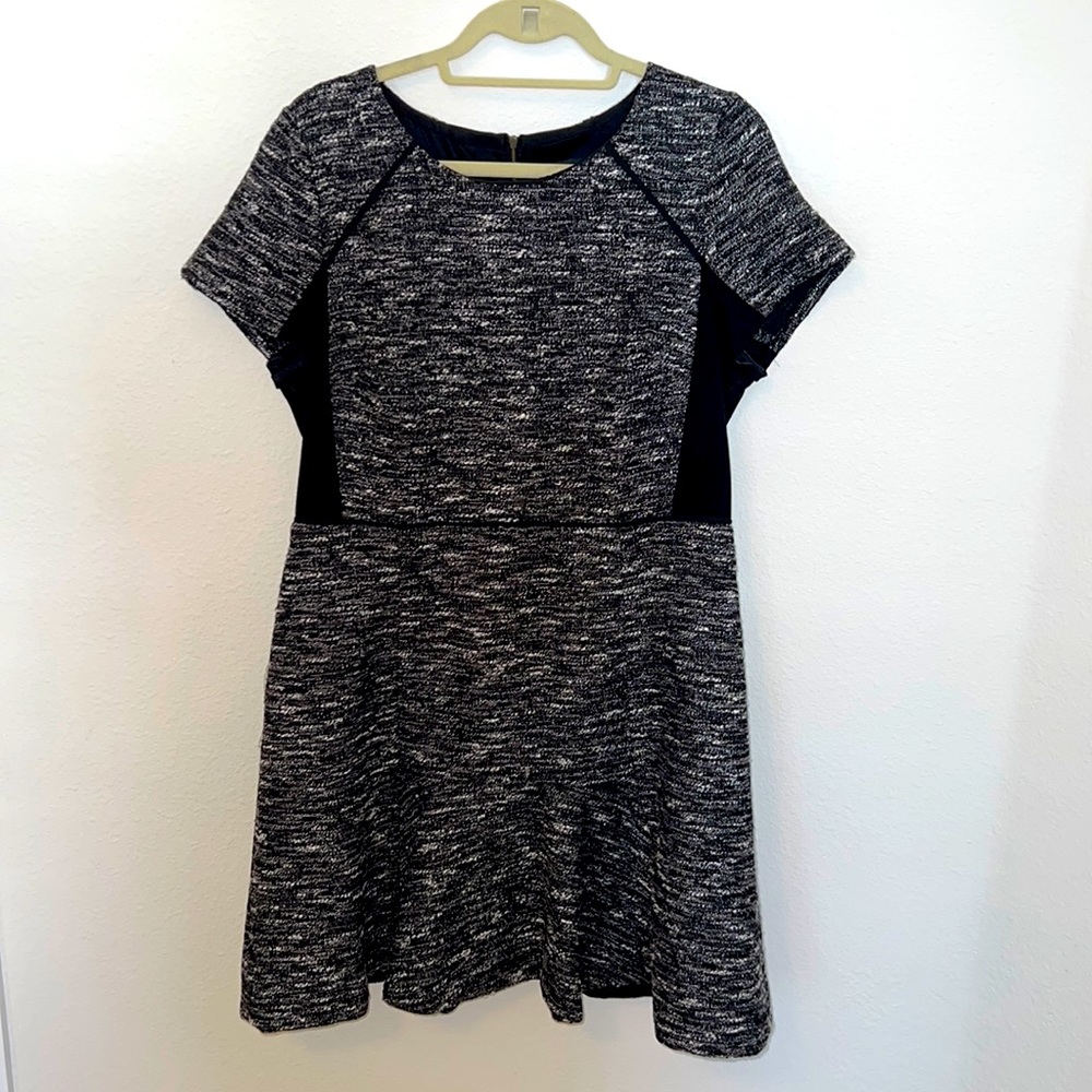 NWOT JCrew black and white flounced dress SZ 14